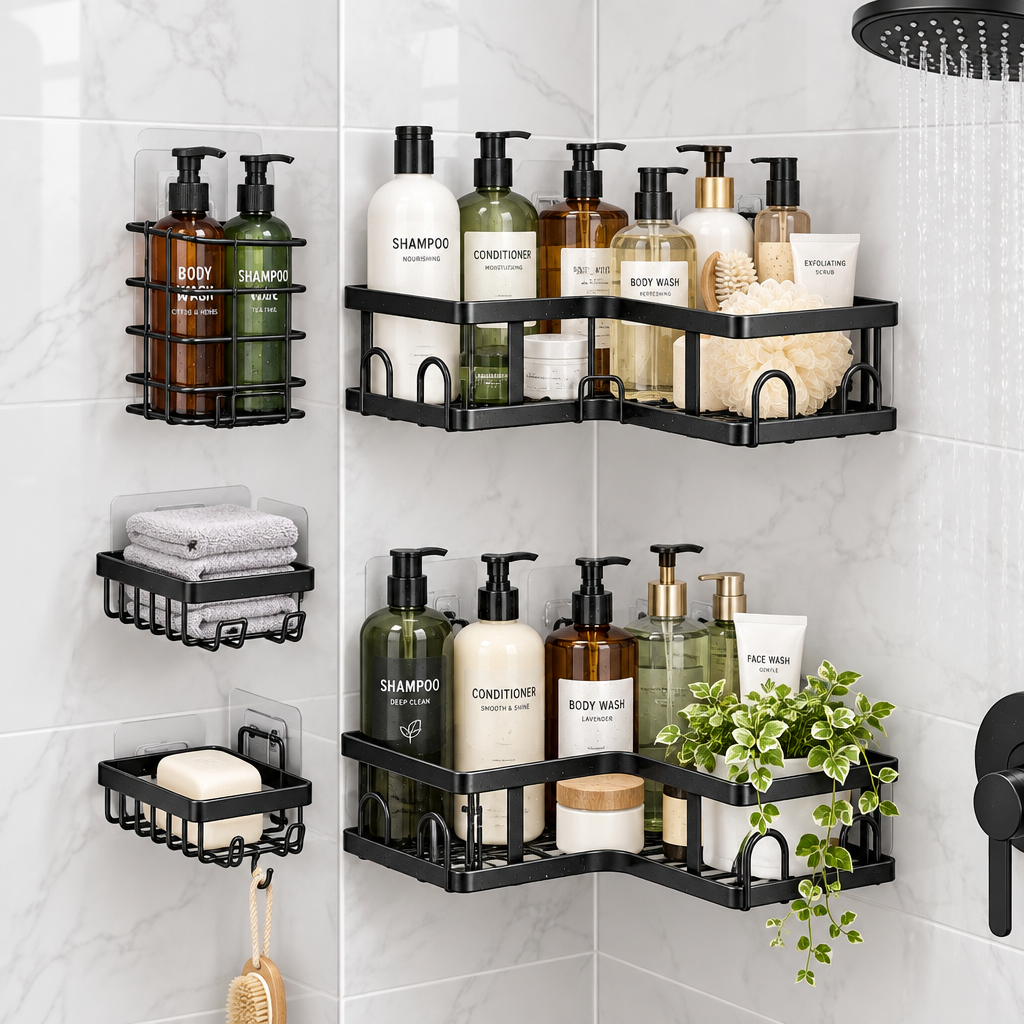 Corner Shower Caddy – Ugaona Polica za Tuš i Kupatilo (5-delni Set)