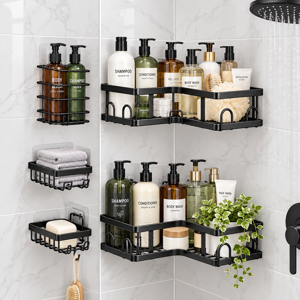 Corner Shower Caddy – Ugaona Polica za Tuš i Kupatilo (5-delni Set)