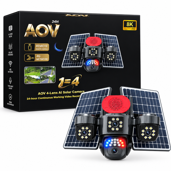 AOV 4-Lens AI Solar Camera – 8K Ultra HD, 24h Snimanje, 4G, AI Detekcija