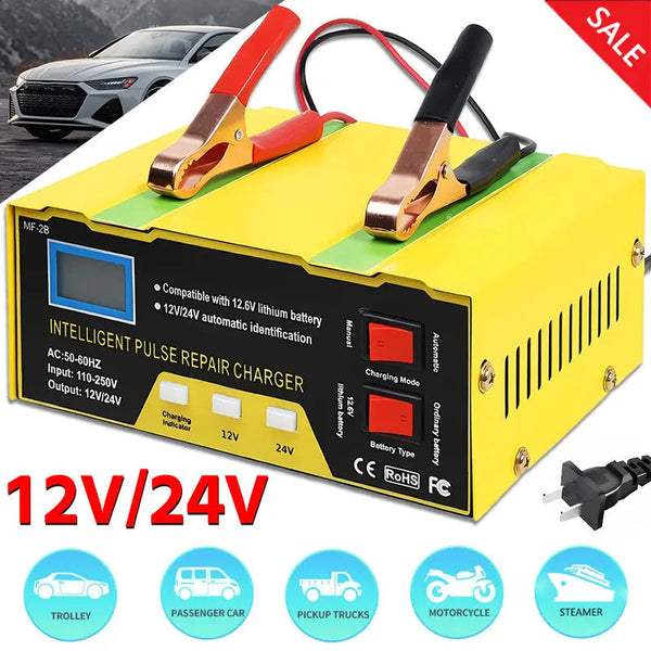 Automatski punjač akumulatora 12 V/24 V sa ekranom