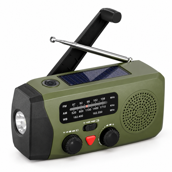 Prenosivi radio sa solarnim panelom i ručicom